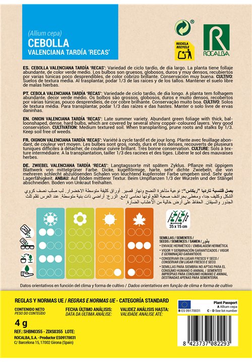 CEBOLLA VALENCIANA TARDÍA 'RECAS'