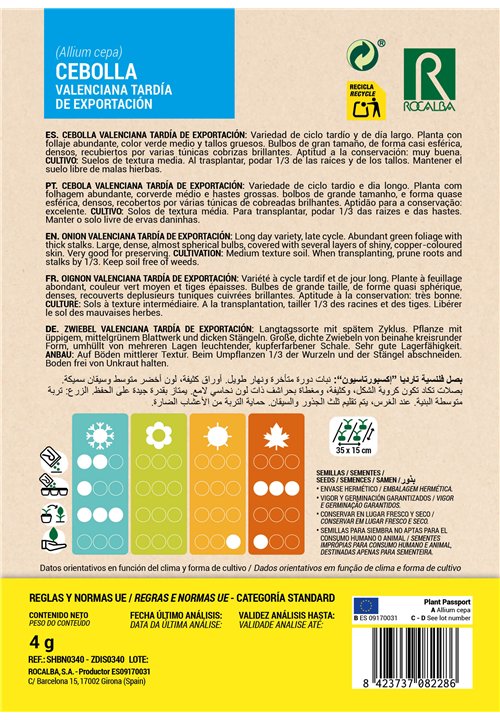 CEBOLA VALENCIANA TARDÍA DE EXPORTACIÓN