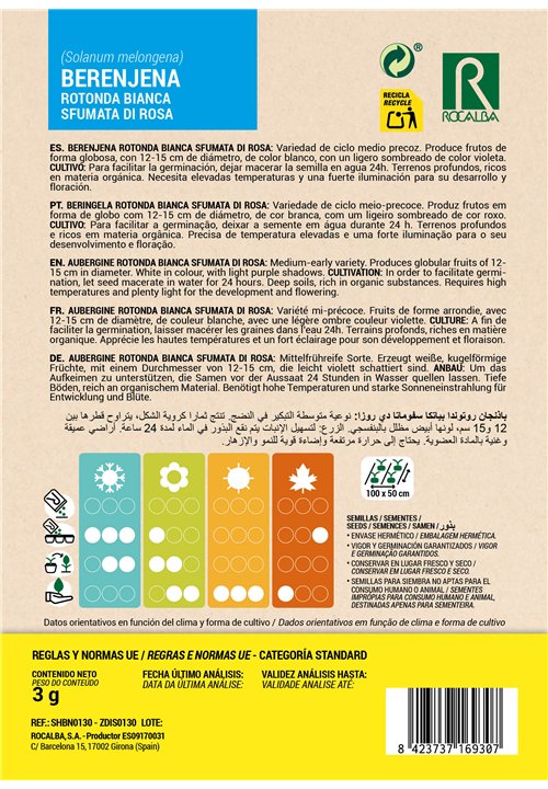 AUBERGINE ROTONDA BIANCA SFUMATA DI ROSA