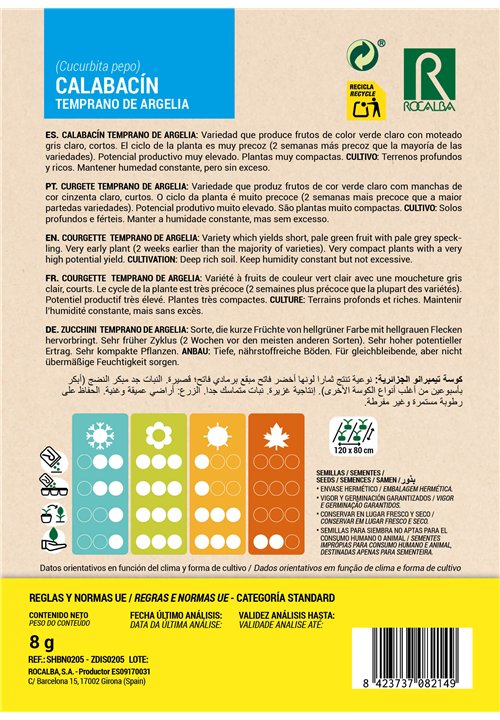 COURGETTE TEMPRANO DE ARGELIA