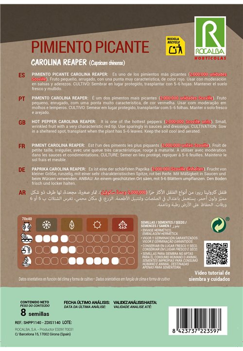 PIMIENTO PICANTE Carolina Reaper
