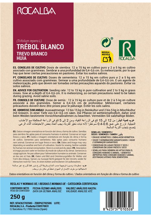 SEMILLA TREBOL BLANCO ENANO HUIA