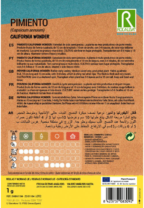 PIMIENTO California Wonder