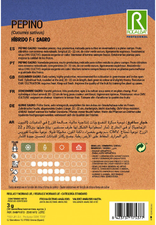 CONCOMBRE Hibrido F-1 Sagro