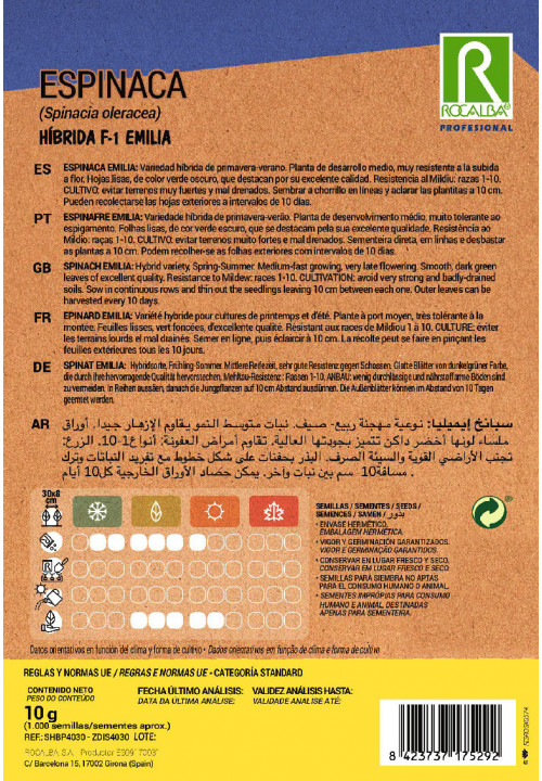 ESPINACA Hibrida F-1 Emilia